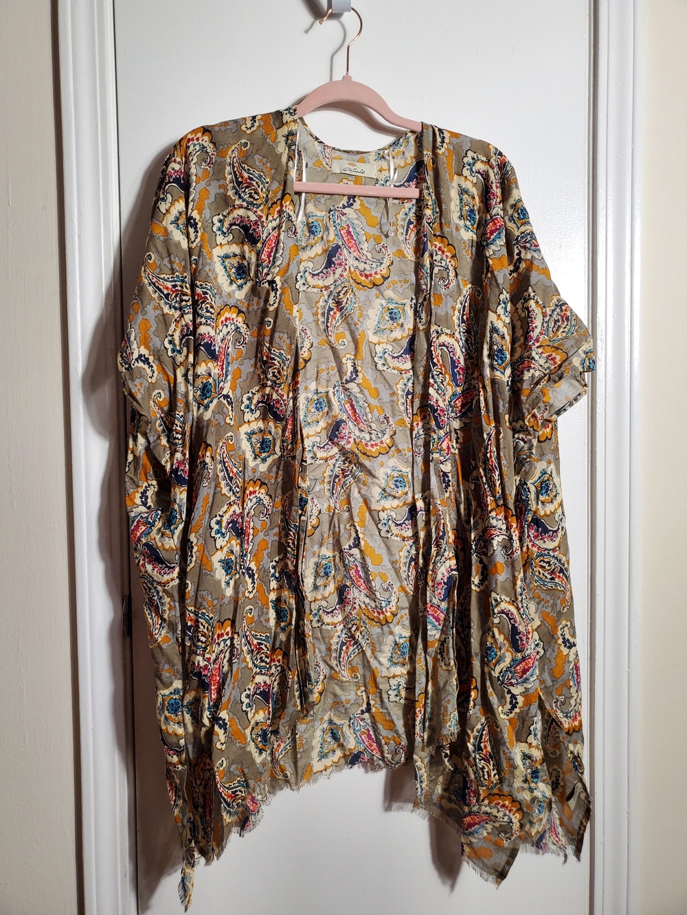 Bob Timberlake Lightweight Paisley Kimono Jacket in Tan and Multicolor